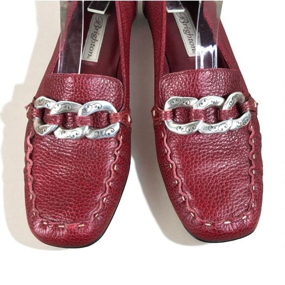 BRIGHTON Klee Leather Slip On Loafer W's 7.5 Burgundy Retro Classic Made Brazil - Picture 3 of 13